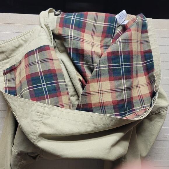 Lands End Vintage Women Large 14-16 Barn Chore Farm Coat Jacket Tan Brown Plaid - Picture 6 of 10